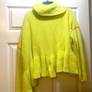 Free People neon yellow sweater oversized